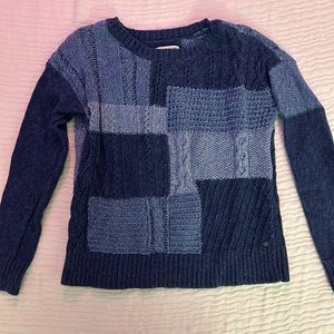 American Eagle Blue Stitched Cropped Sweater